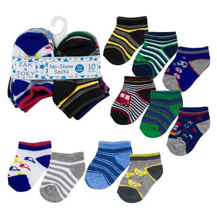 Boys Ankle Socks Asst 0-12m 10pairs