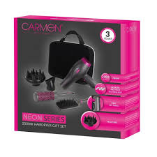 Carmen Neon Series 2000W Hairdryer Gift Set 6pc
