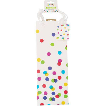 JAUNTY COLOURED DOTTY PRINT GIFT BAG BOTTLE CLIPSTRIP