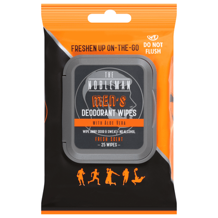 The Nobleman Men's Deod Wipes W/Aloe 25