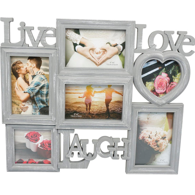 Photo Frame 6 Slot Live Laugh Love