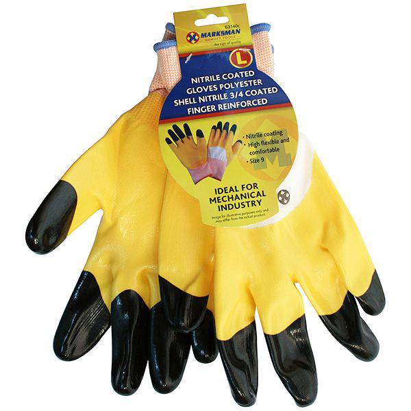 MARKSMAN NITRILE COATED GLOVES LARGE FINGE REINFORCED SIZE 9