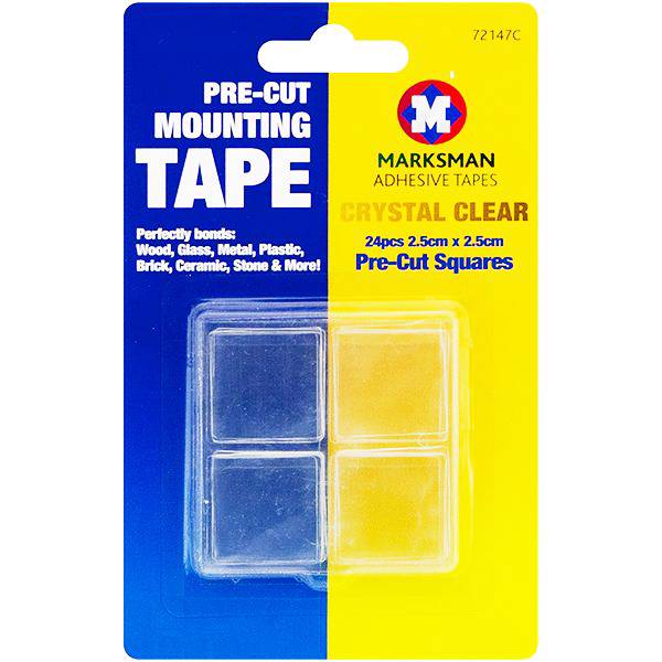 Marksman Pre-Cut Adhesive Tape Squares 2.5cm 24pc