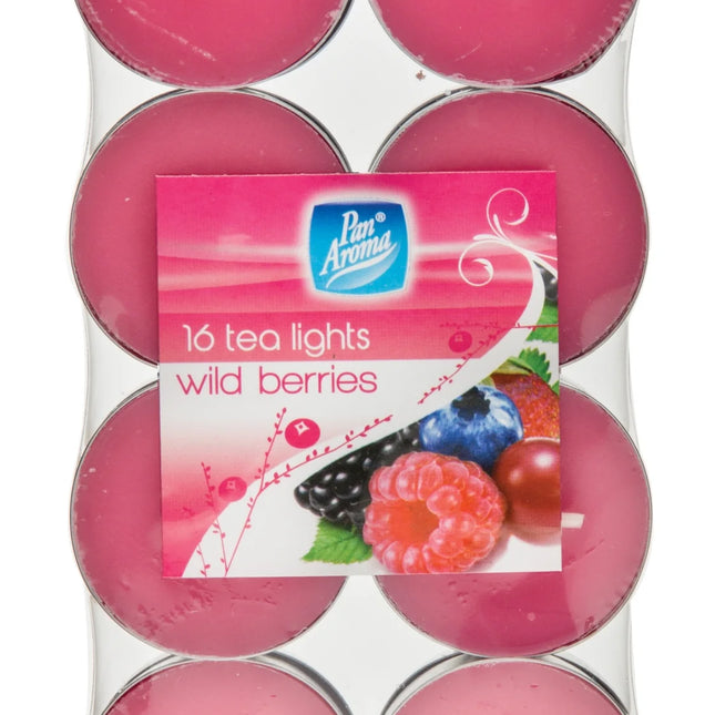 PAN AROMA TEA LIGHT CANDLES WILD BERRIES 16