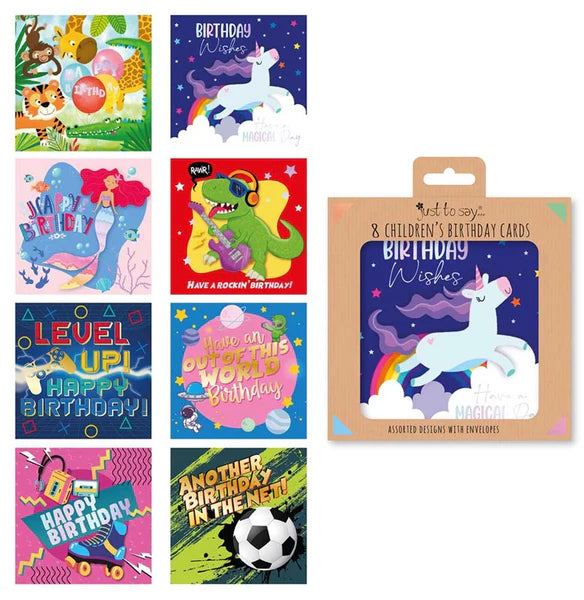 Just To Say Kids Birthday Cards 8pk (Single)
