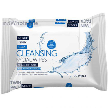 Nuage Skin 3-In-1 Cleansing Facial Wipes Twin Pack