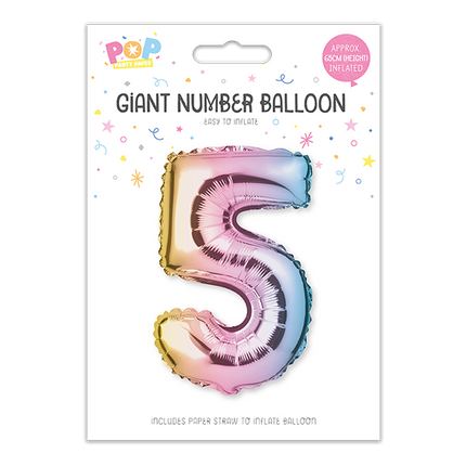 POP Giant Foil Number Balloon Multicolour