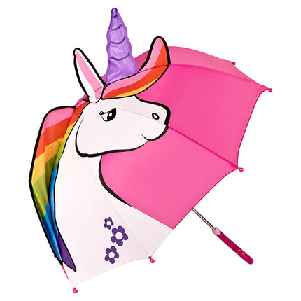 Drizzles Kids Pink 3D Unicorn Umbrella