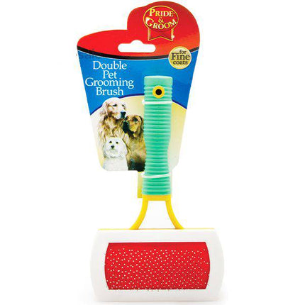 Pride & Groom Double Pet Grooming Brush For Fine Coats