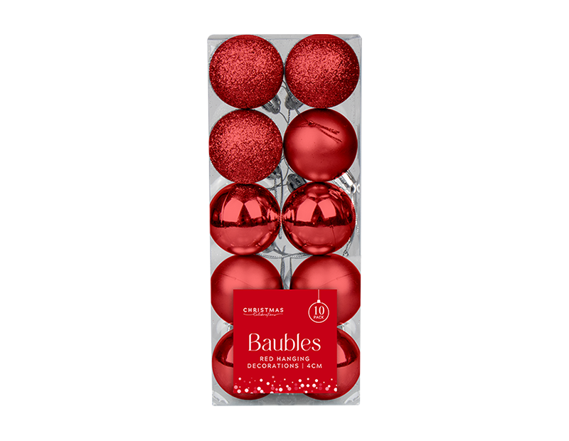 Christmas Red 4cm Baubles 10 Pack