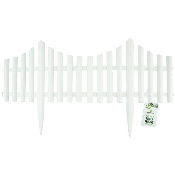 Rowan White Plastic Picket Fencing 60.5cm X 32.5cm