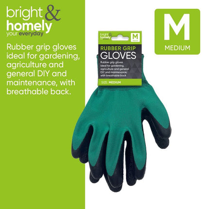 BRIGHT & HOMELY GARDENEING GLOVES RUBBER GRIP MED