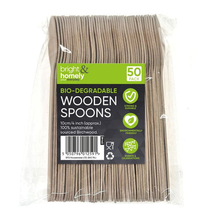 Bright & Homely Wooden Spoons 50pk