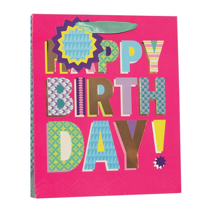 GIFT BAG HAPPY BIRTHDAY RETRO BOTTLE BAG