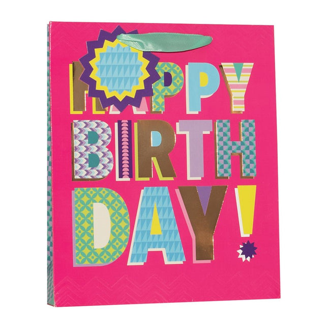 GIFT BAG HAPPY BIRTHDAY RETRO BOTTLE BAG