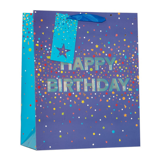 GIFT BAG HAPPY BIRTHDAY BLUE LARGE BAG