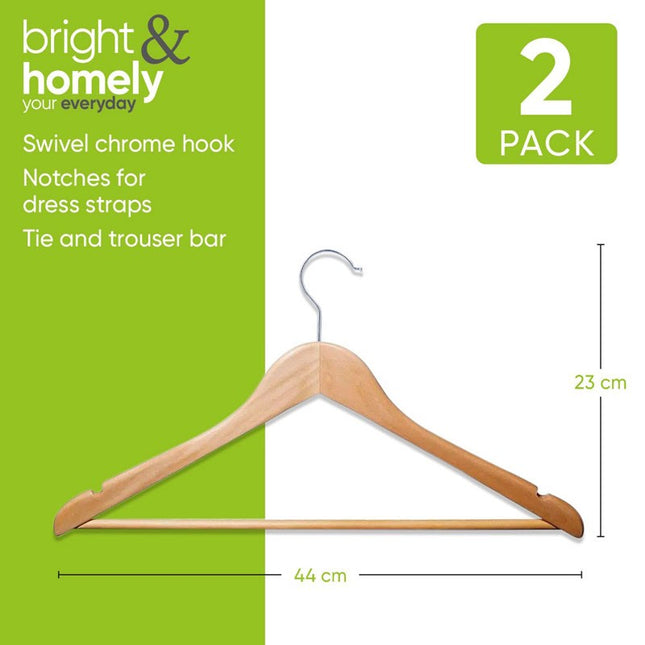 Bright & Homely Hangers Wooden 2pk