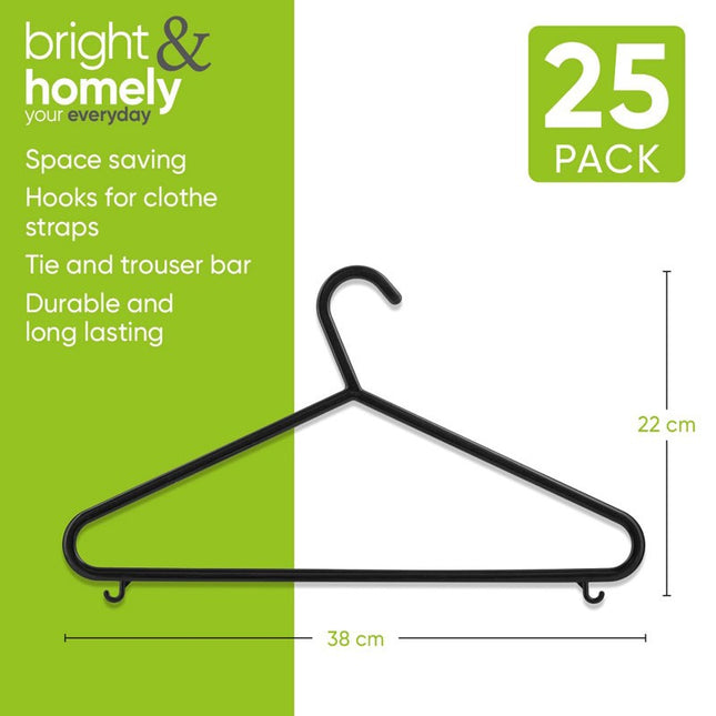 Bright & Homely Black Plastic Hangers Single