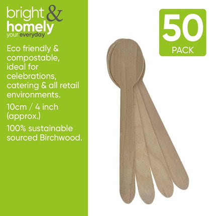 Bright & Homely Wooden Spoons 50pk