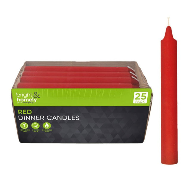 BRIGHT & HOMELY DINNER CANDLE RED 7 HOURS