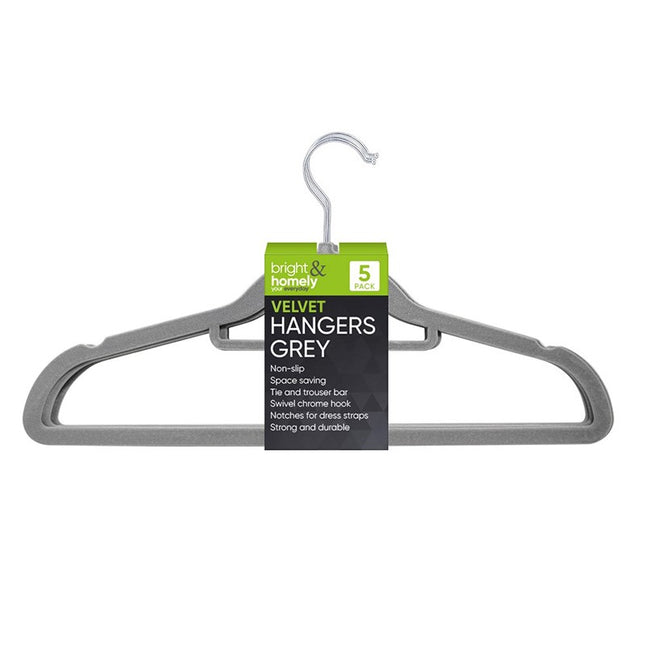 Bright & Homely Hangers Velvet Grey 5's