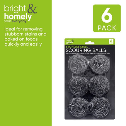 Bright & Homely Stainless-Steel Scourer 6pcs