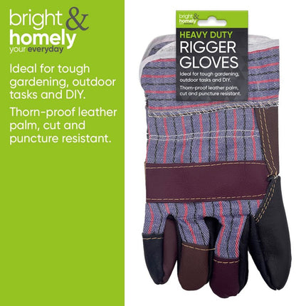 Bright & Homely Gardening Gloves Rigger Leather Heavy Duty