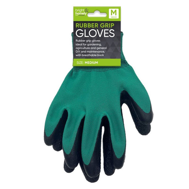BRIGHT & HOMELY GARDENEING GLOVES RUBBER GRIP MED