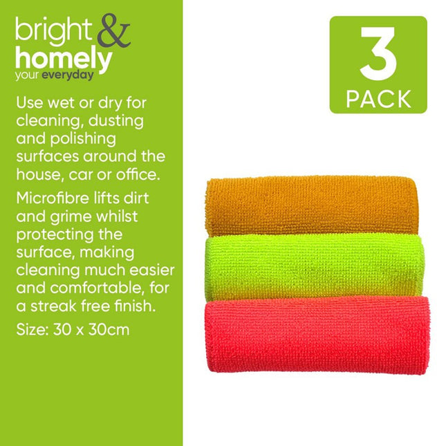 Bright & Homely Multi-Purpose Cloths Microfibre 3pk