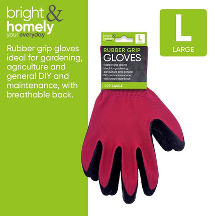 BRIGHT & HOMELY GARDENING GLOVES RUBBER GRIP LARGE