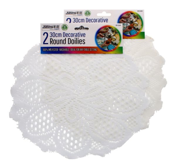 Rysons Round Table Doilies 2pk White &  Off White