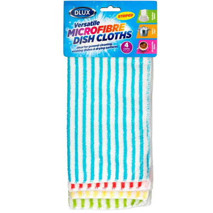 Dlux Microfibre Striped Dish Cloths 4's