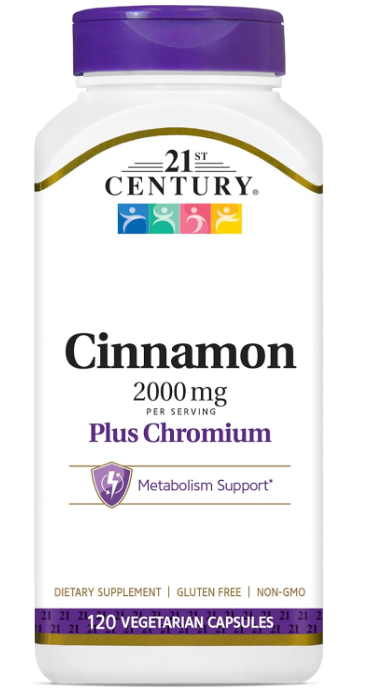 21st Century Cinnamon 2000mg Caps Veg, Caps. 120's