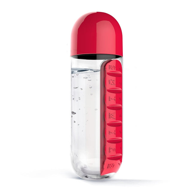 Sil Water Bottle with Pill Box