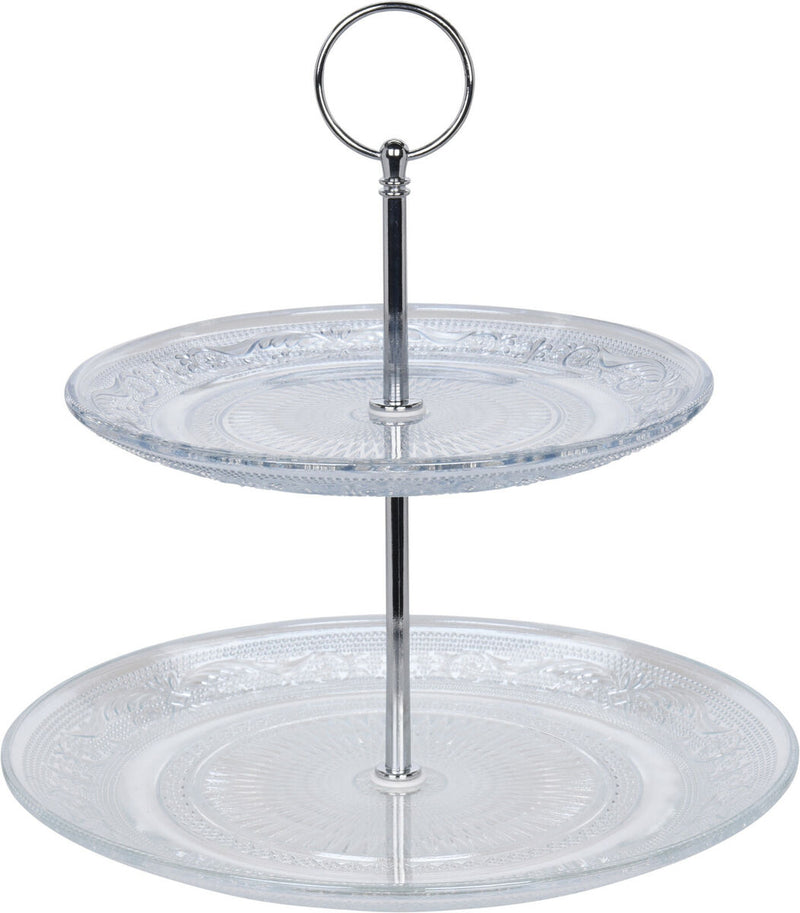 Two Tier Glass Cake Stand