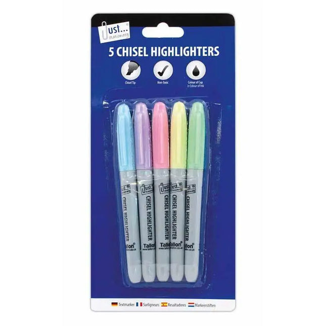 Highlighters Assorted Colours 5's