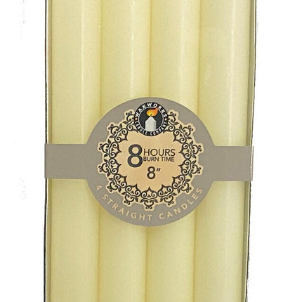 Wax Works Dinner  Candles 8" Ivory
