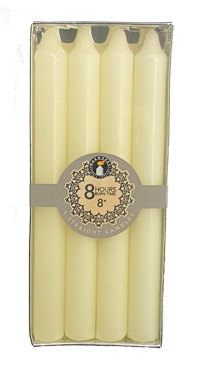 Wax Works Dinner  Candles 8" Ivory