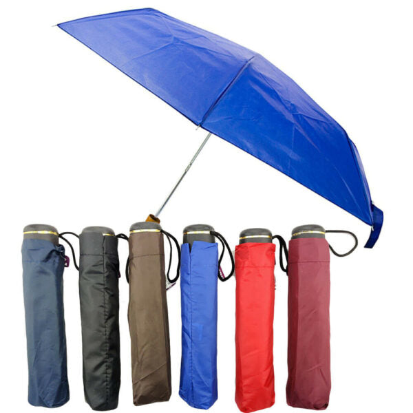 Prima 4-Fold Super Mini Umbrella Wooden Handle Assorted Colours