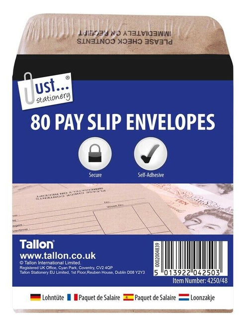 Just Stationery Pay Slip Envelopes 80 pack