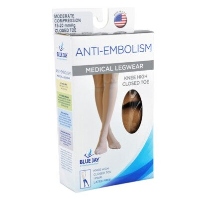 Blue Jay Anti-Embolism Stockings Below The Knee Closed Toe Large