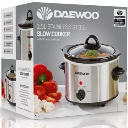 Daewoo Stainless Steel Slow Cooker 1.5L