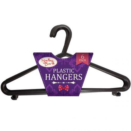 Sewing Box Black Plastic Clothes Hangers 6's