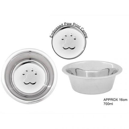 Smart Choice Embossed Paw Stainless Steel Pet Bowl 700ml SC1548