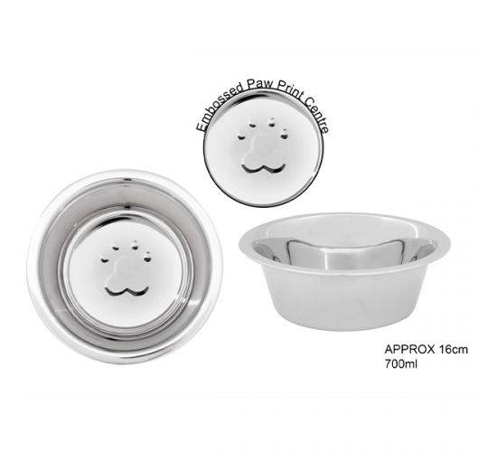 Smart Choice Embossed Paw Stainless Steel Pet Bowl 700ml SC1548