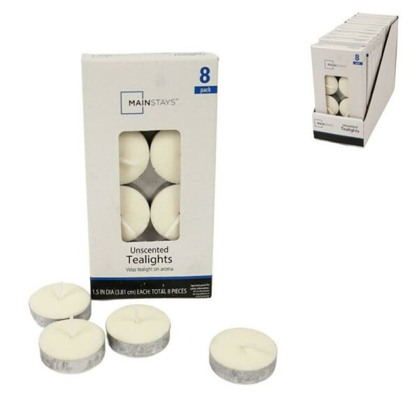 Mainstays Ivory Unscented Tealights 1.5" 8pk