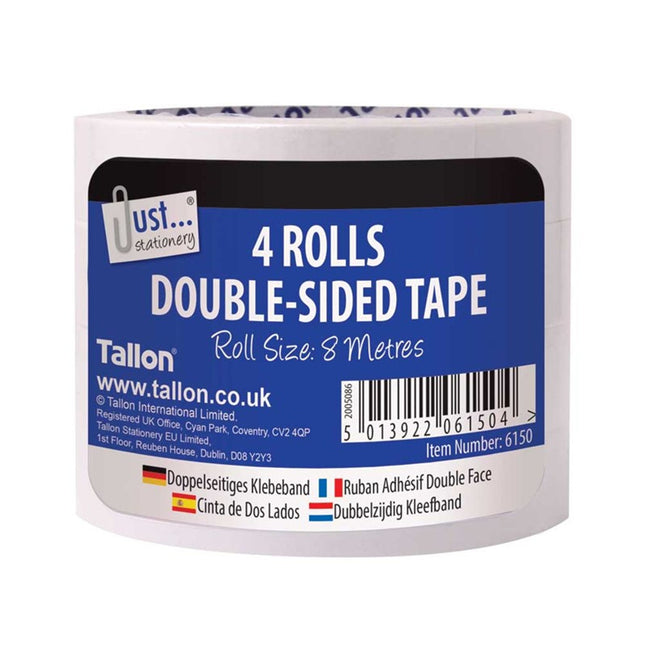 Just Stationery Double Sided Tape 18mm x 8m 4 rolls
