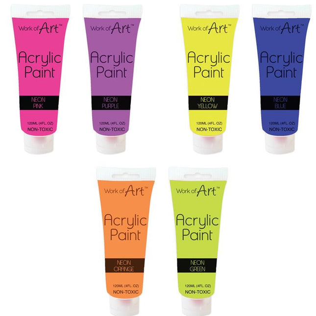 Work Of Art Acrylic Paint 4oz Neon Yellow