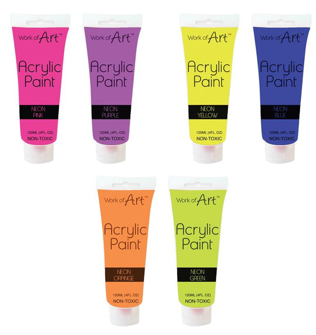 Work Of Art Acrylic Paint 4oz Neon Yellow