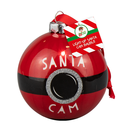 Christmas Light Up Santa Cam Bauble